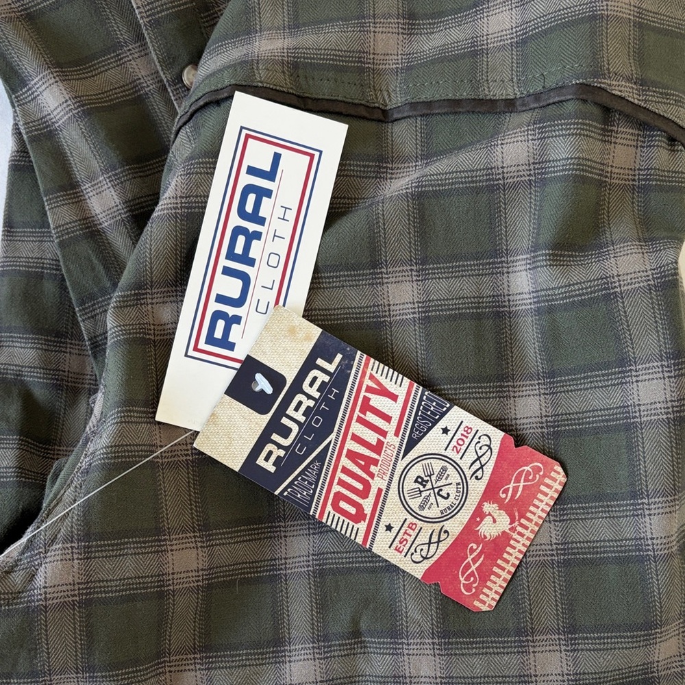 Rural Cloth Western Cut Plaid Snap Button-Up Shirt BRAND NEW - NEVER WORN